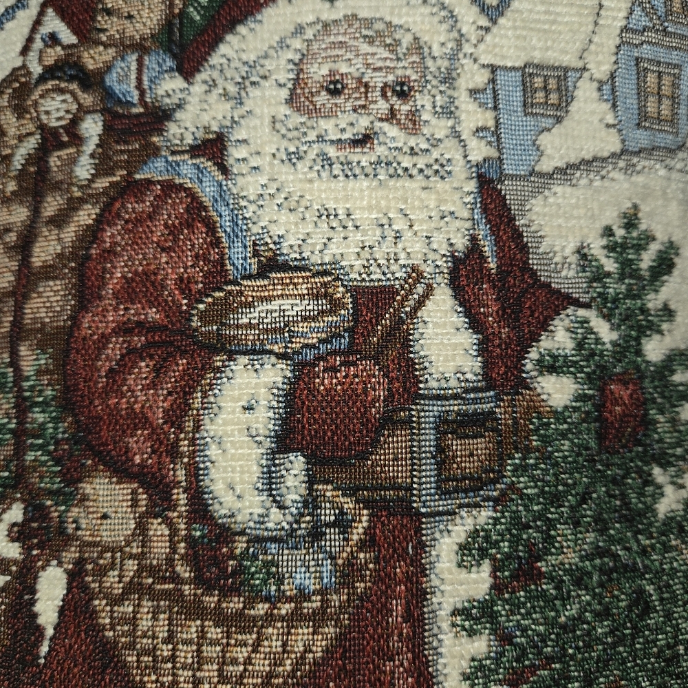 Vintage Olde Time Santa Needlepoint Throw Pillow Made In USA La France Home - Picture 3 of 6